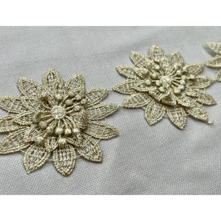 Gipiura 3D aplikacja - S12GB0221 - beż/złoto - 7 cm