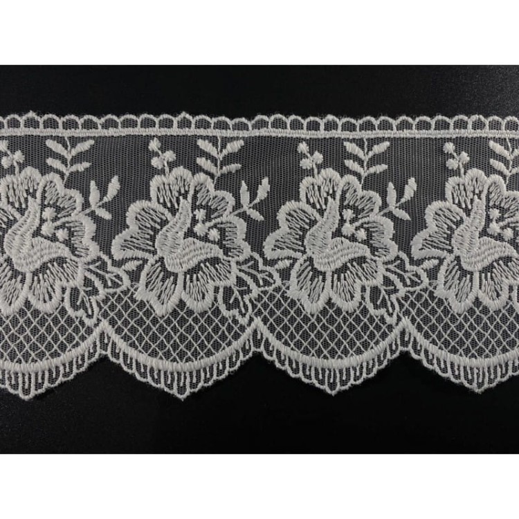 Koronka na tiulu - 0207 - biała - 9,5cm