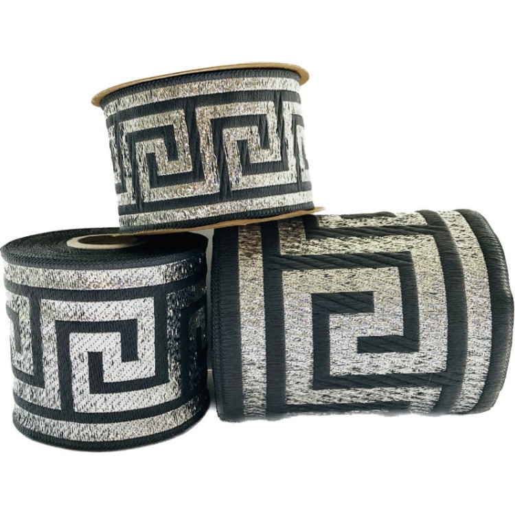 Taśma żakardowa - 100062 - szaro srebrna metalizowana - 10cm