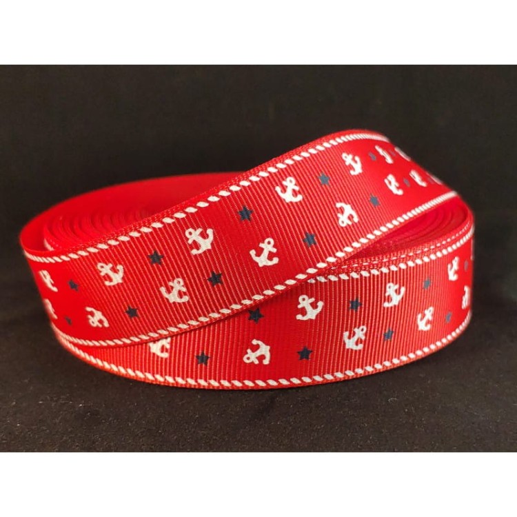 Taśma ozdobna - 25677 v1 – czerwona - 2,5cm