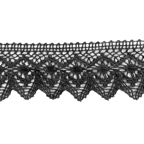 Koronka bawełniana 50 czarna, 6,5 cm