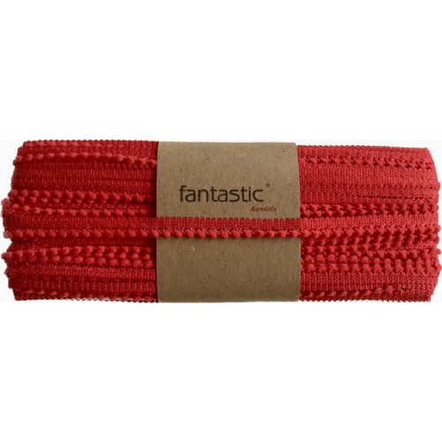 Taśma ozdobna, pompony na taśmie - 10156 – czerwona - 1cm