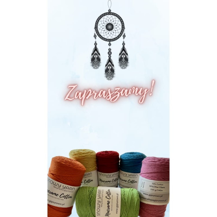 Sznurek bawełniany do makramy  Macrame Cotton Yarn - czarny 09 - 240m