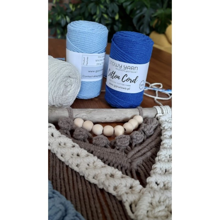 Sznurek bawełniany do makramy 2PLY - Cotton Cord - żółty 07 - 3mm - 75m