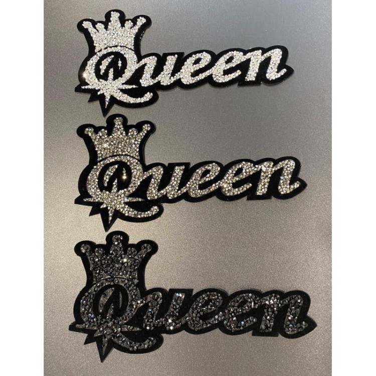 Aplikacja termiczna ze srebrnymi kamieniami Queen