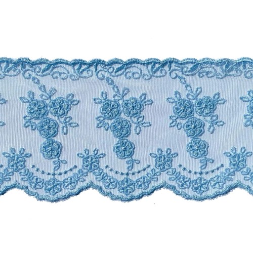 Koronka na tiulu - 5164 - baby blue - 9cm