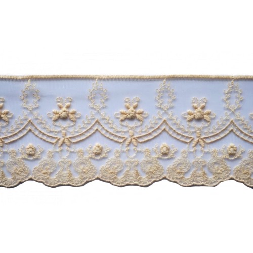 Koronka na tiulu - 5169 - beżowa - 9cm