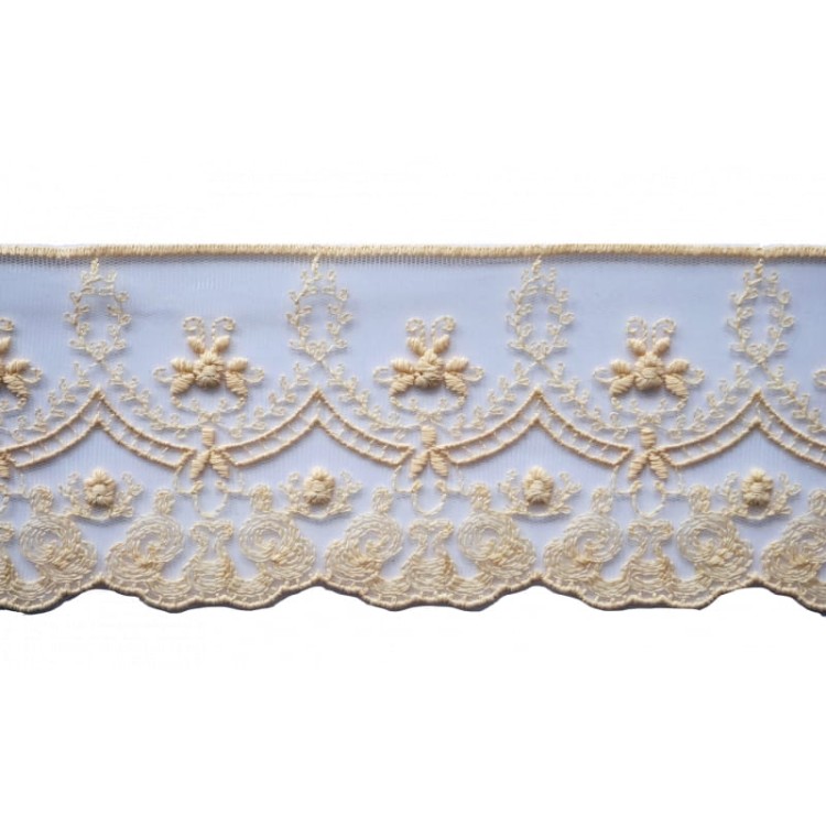 Koronka na tiulu - 5169 - beżowa - 9cm