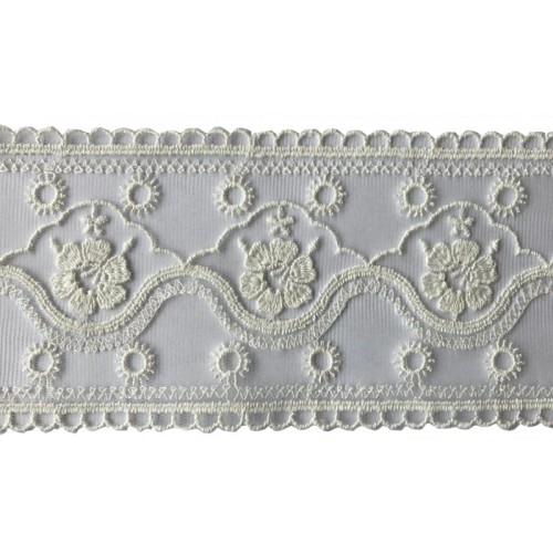 Koronka na tiulu - 3102 - ecru - 8,5cm