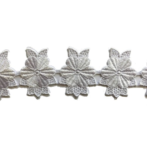 Gipiura aplikacja kwiat - m594 - biała  - 5,5cm