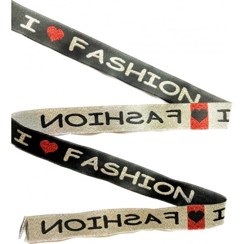 Taśma ozdobna - 20313 - I love fashion - 2 cm