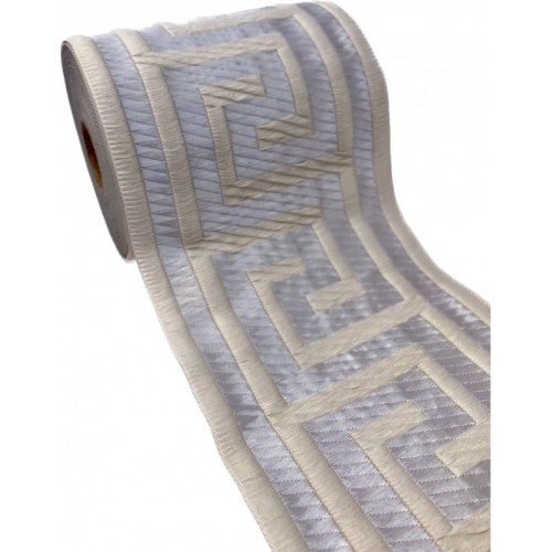 Taśma żakardowa - 100062 – beżowo - srebrna - 10cm