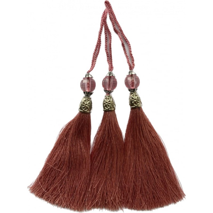 Chwost z koralikiem srebrnym, ciemny róż, 12 cm