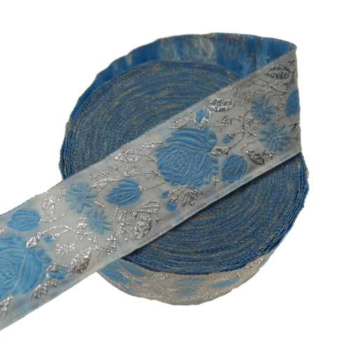 Taśma żakardowa - 35089 – niebieska - 3,5cm