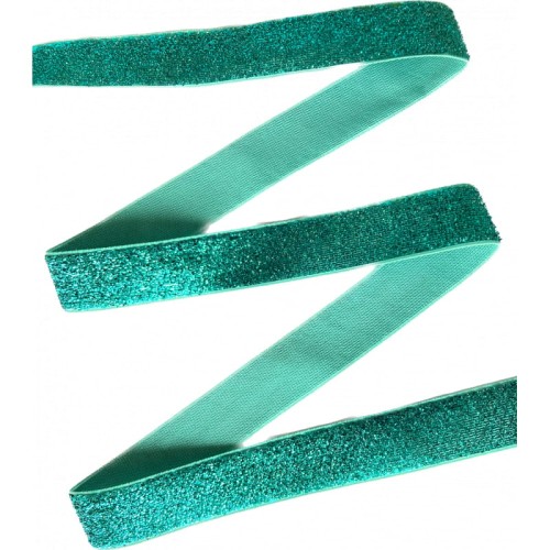Taśma ozdobna połyskująca z lureksem T-25 - seledyn / turkus - 2cm