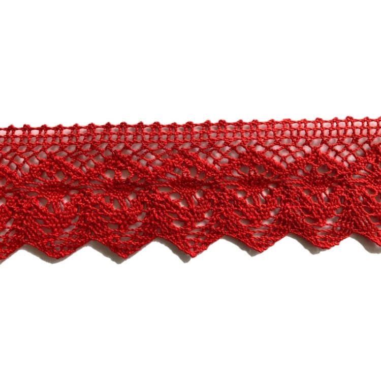Koronka bawełniana 50 czerwona, 6,5 cm