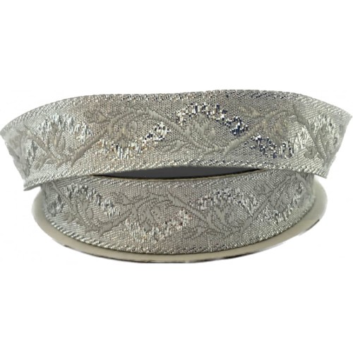 Taśma żakardowa - 16094 - metalizowana srebrna - 1,5cm