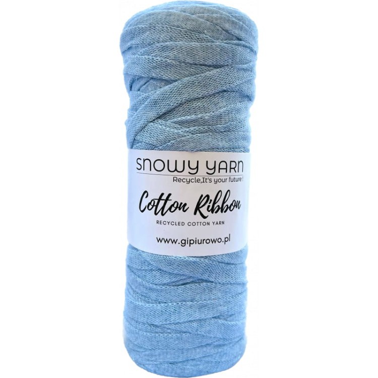Włóczka tasiemkowa - Cotton Ribbon - błękitna 11 - 120m
