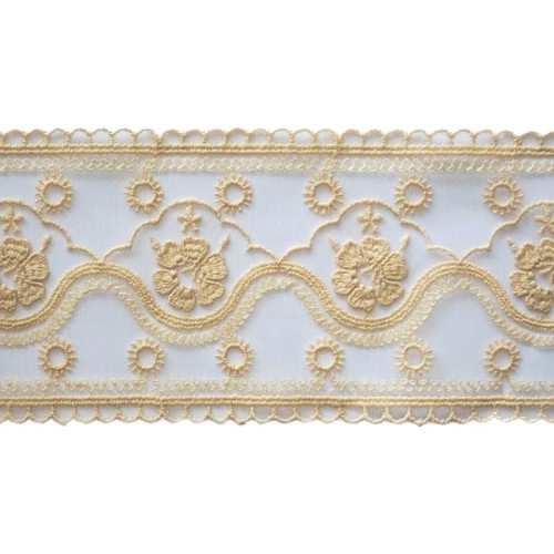 Koronka na tiulu - 3102 - beżowa - 8,5cm