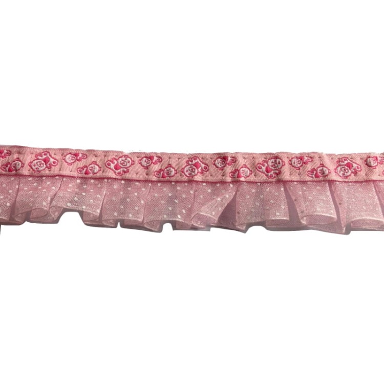 Taśma ozdobna - 25881-KP – różowa - 2,5cm