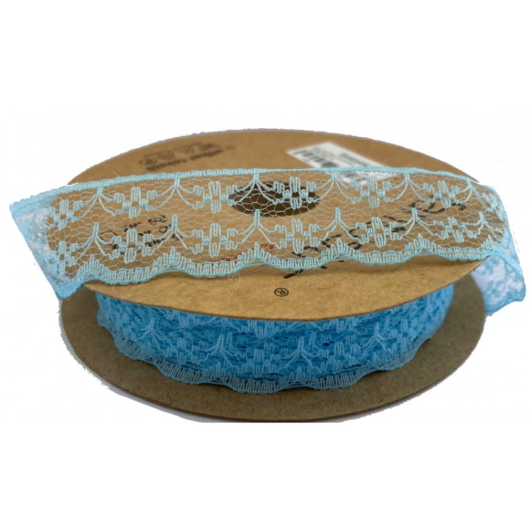 Koronka poliestrowa - 22380 – niebieska - 2,2cm