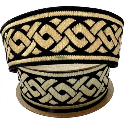 Taśma żakardowa - 35069 - czarno złota - 3,5 cm