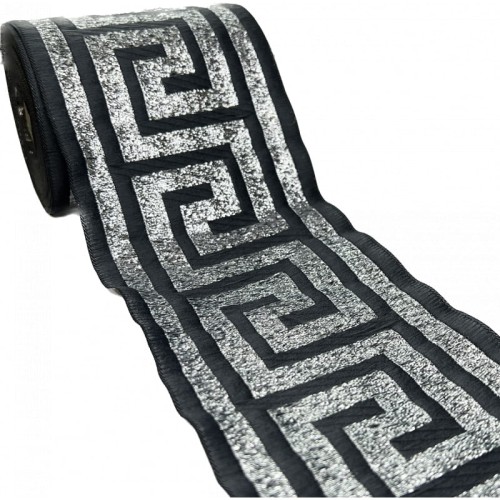 Taśma żakardowa - 100062 - szaro srebrna metalizowana - 10cm