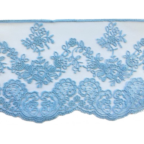 Koronka na tiulu - B0078 - babe blue - 13cm