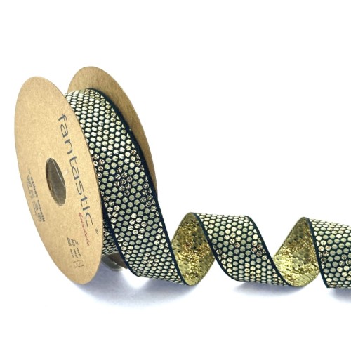 Taśma żakardowa - 22305 v2 złota - 2,2cm