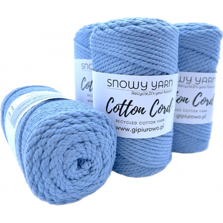 Sznurek bawełniany do makramy 2PLY - Cotton Cord - błękitny 17 - 3mm - 75m